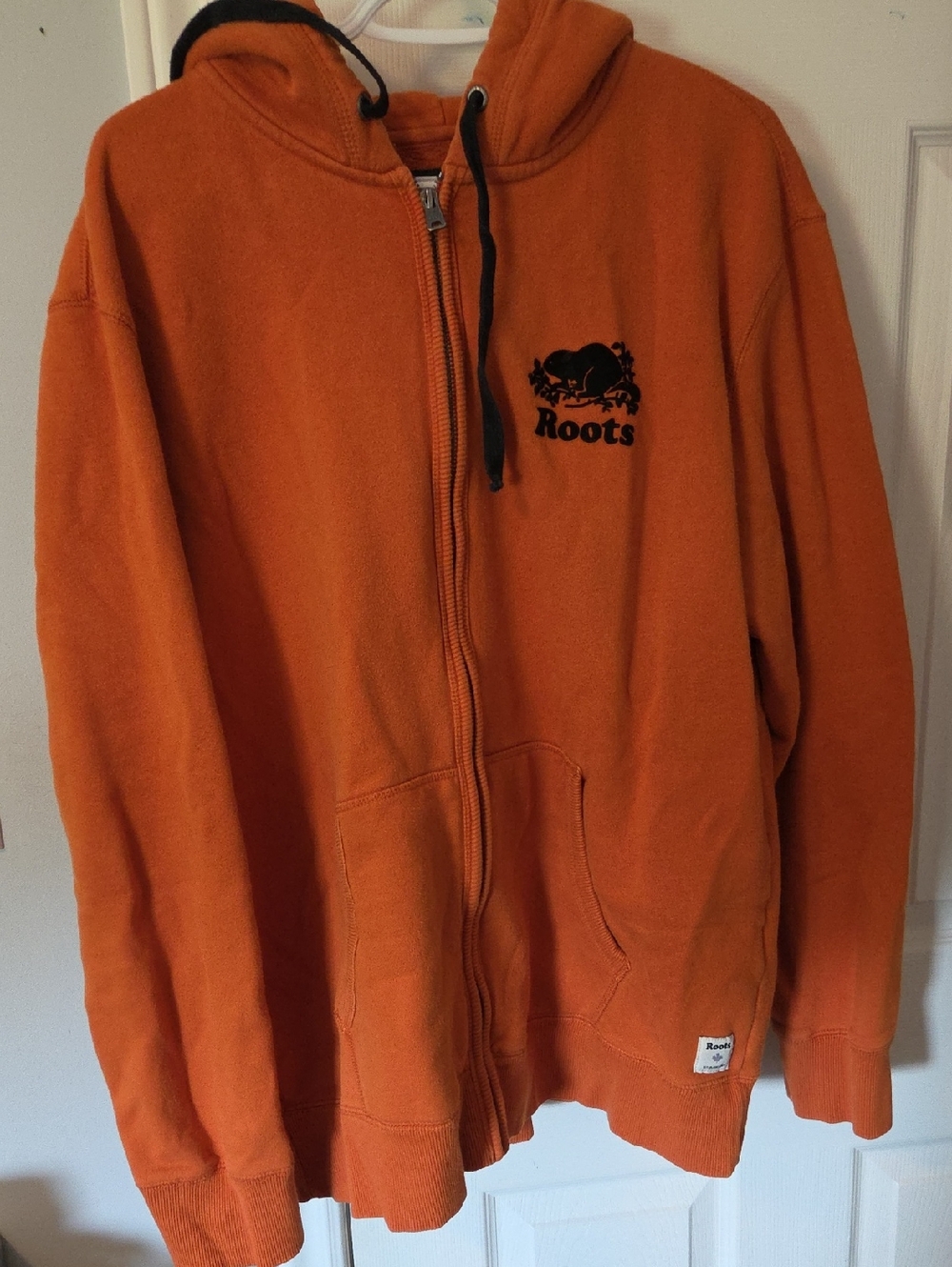 Roots Orange Full-Zip Hoodie with Black Beaver Logo